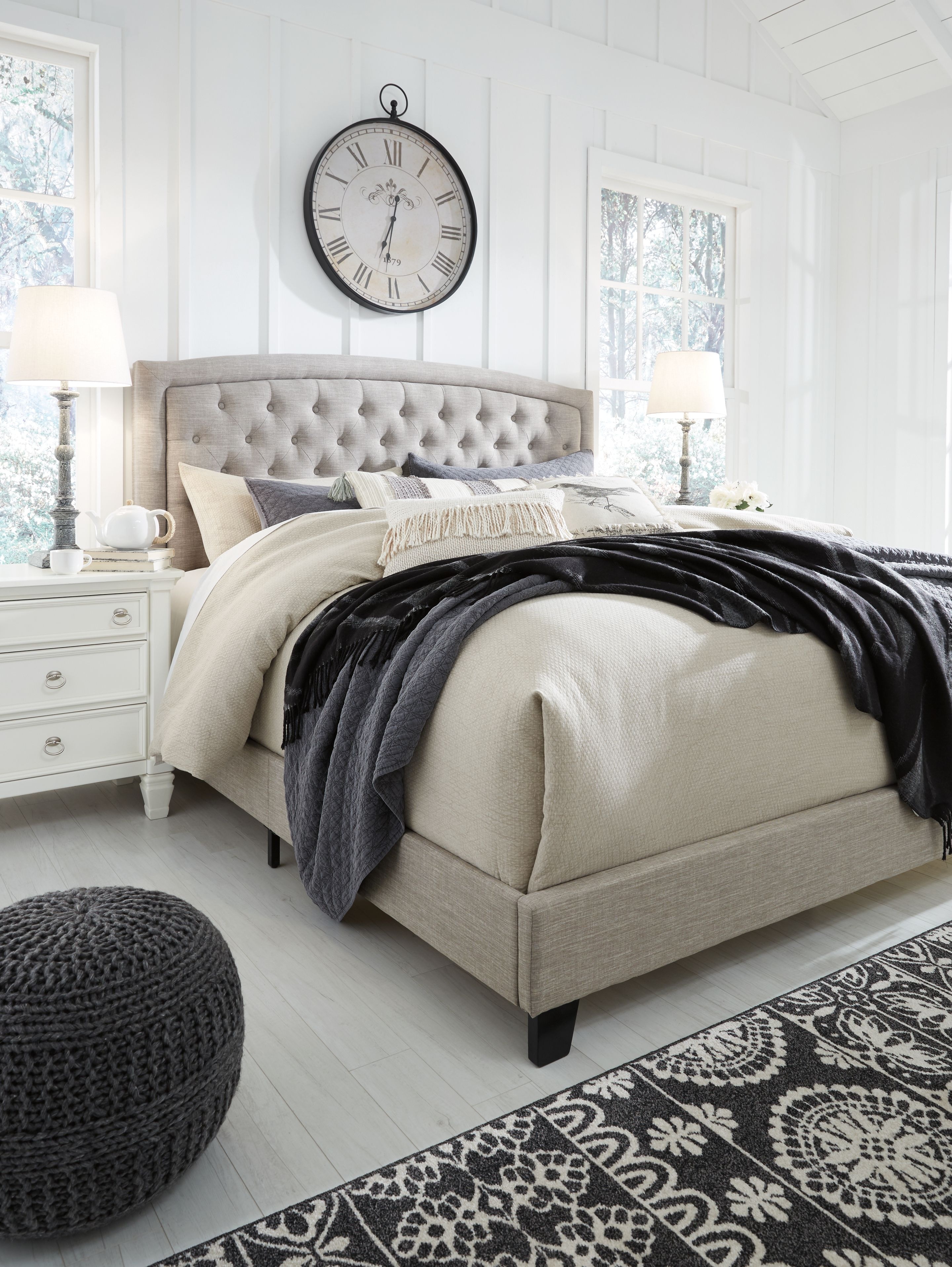 Ashley queen online upholstered bed