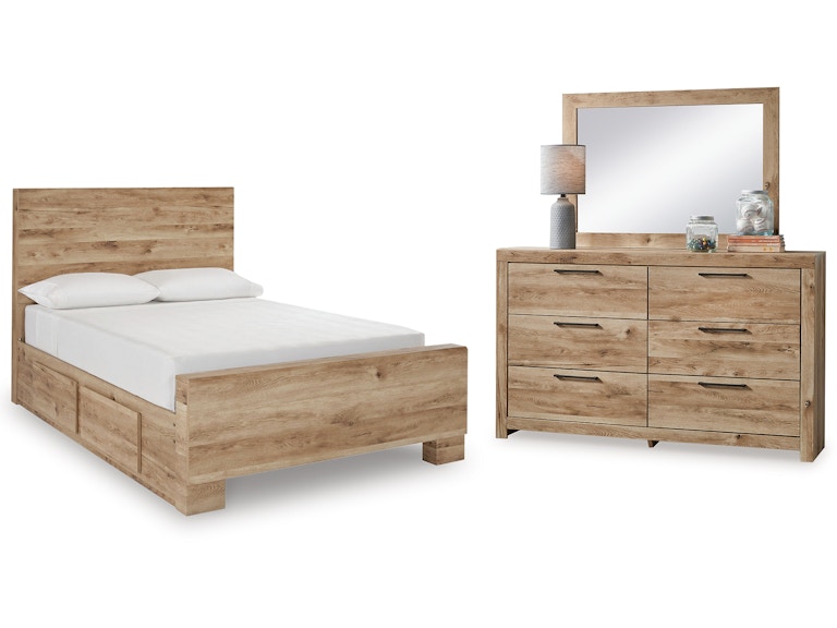 Signature Design by Ashley Hyanna Full Panel Bed with 2 Side Storage, Dresser and Mirror B1050B31