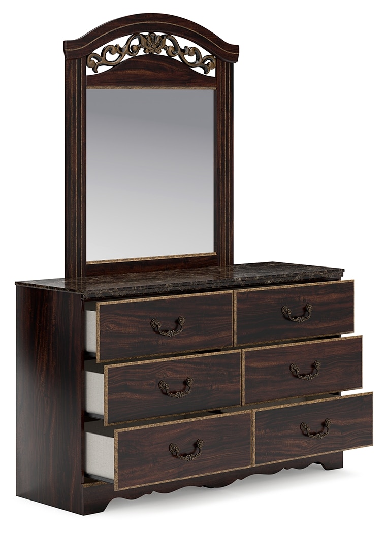 Ashley Glosmount Glosmount Queen Poster Bed, Dresser, Mirror and