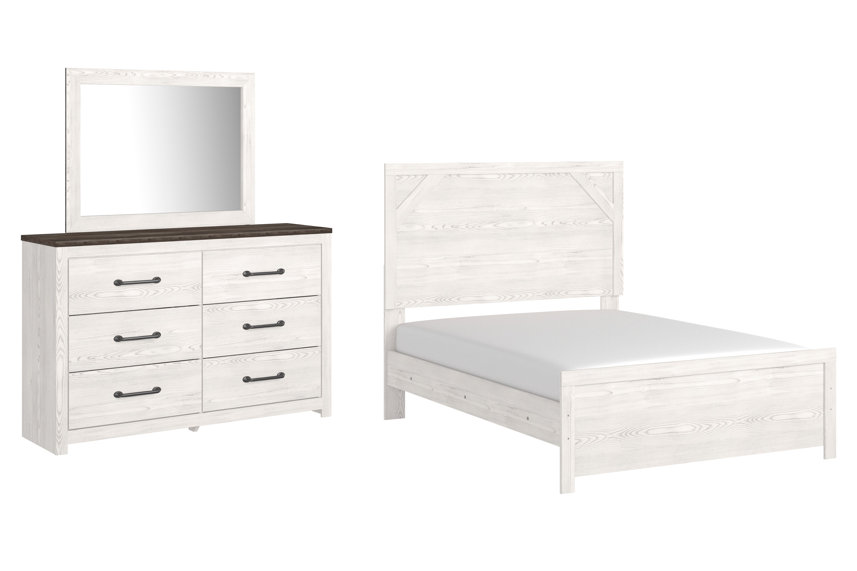 Signature Design by Ashley Bedroom Gerridan Full Panel Bed with Dresser and Mirror Skaff