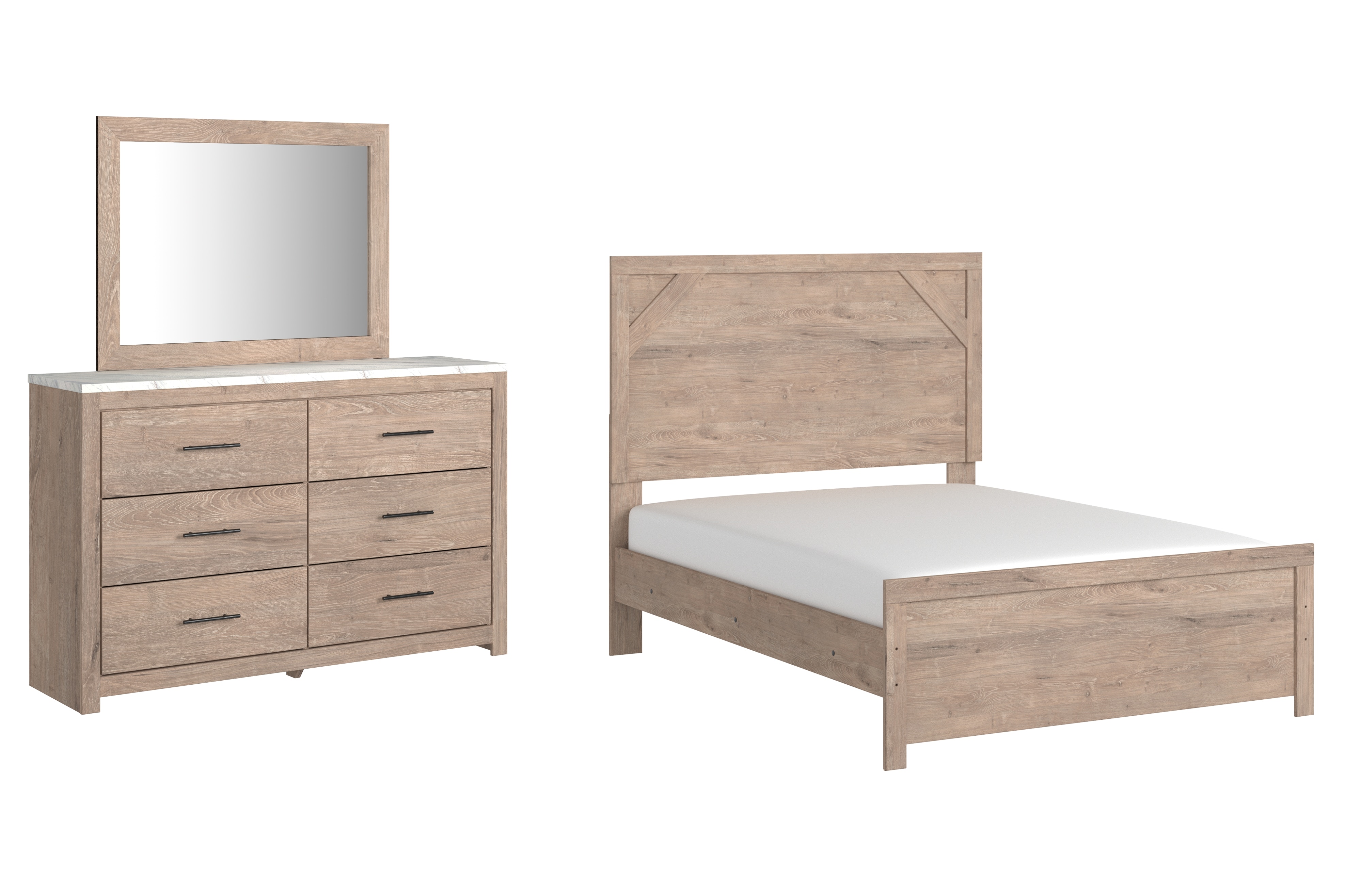 Senniberg Nachttisch Mit 2 Schubladen & Marmor-Optik – Modernes Schlafzimmermöbel In Hellbraun/Weiß