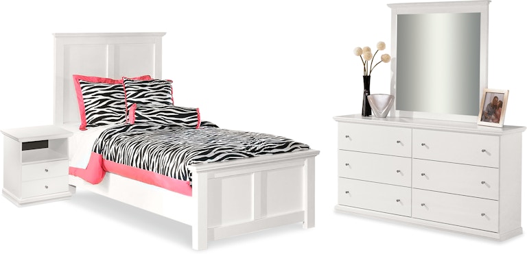 Signature Design by Ashley Bostwick Shoals Twin Panel Bed, Dresser, Mirror and Nightstand B139B28