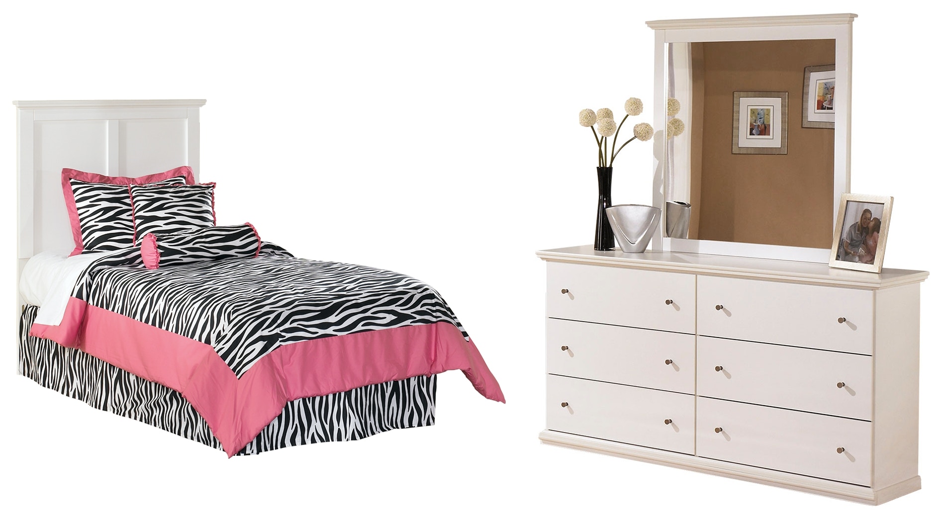 Signature Design by Ashley Bedroom Bostwick Shoals Twin Panel Headboard Dresser and Mirror B139B33