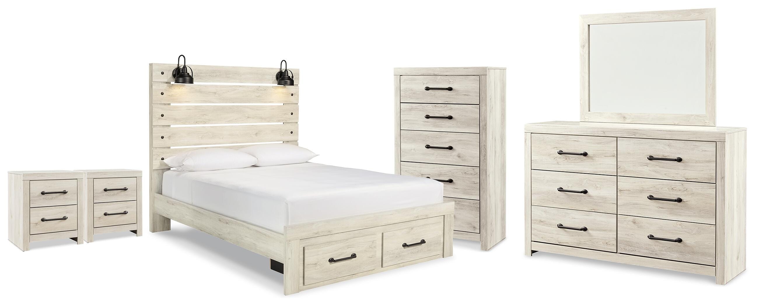 Signature Design by Ashley Cambeck Queen Panel Storage Bed, Dresser, Mirror, Chest and 2 Nightstands B192B140