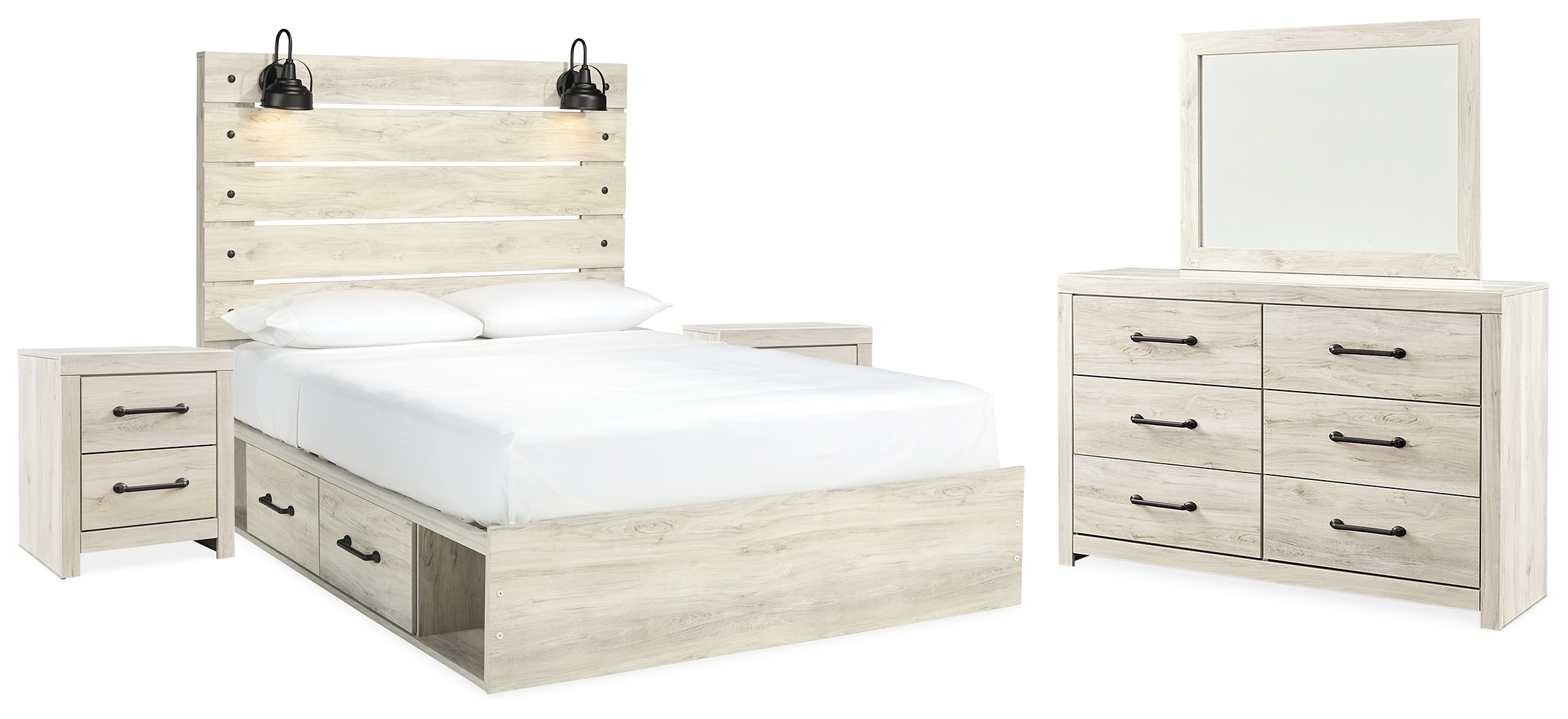 Signature Design by Ashley Bedroom Cambeck Queen Panel Bed with Storage Dresser Mirror and 2