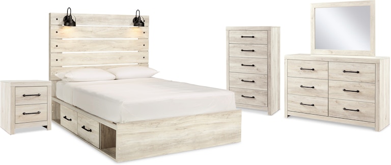 Signature Design by Ashley Cambeck Queen Panel Bed with Storage, Dresser, Mirror, Chest and Nightstand B192B60