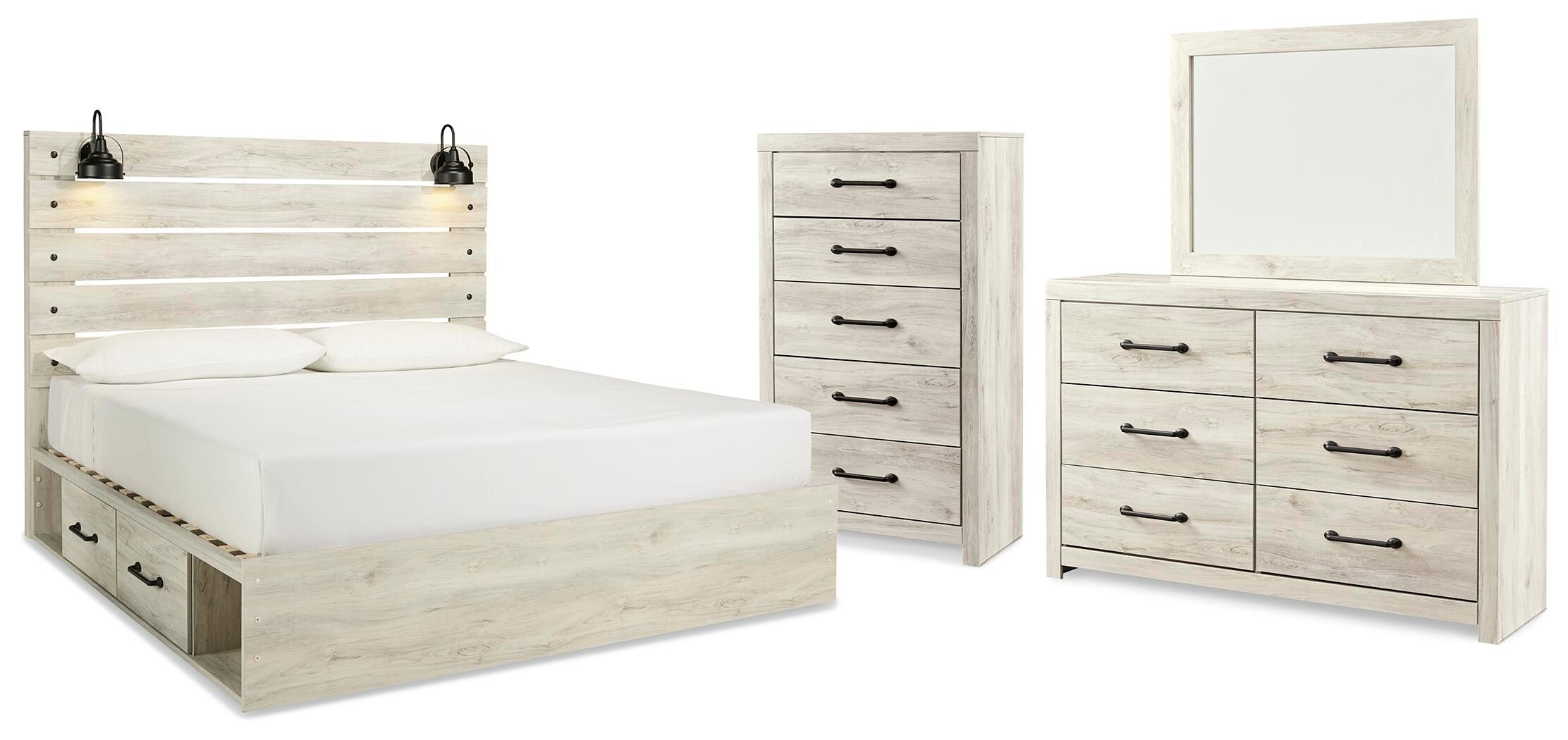  Cambeck King Panel Bed with Storage, Dresser, Mirror and Chest 