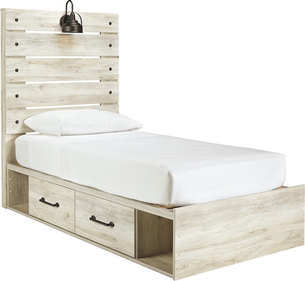 Signature Design by Ashley Cambeck White Twin Panel Bed with 1 Side Storage (2 Drawers) B192B13 ASK192TSSB