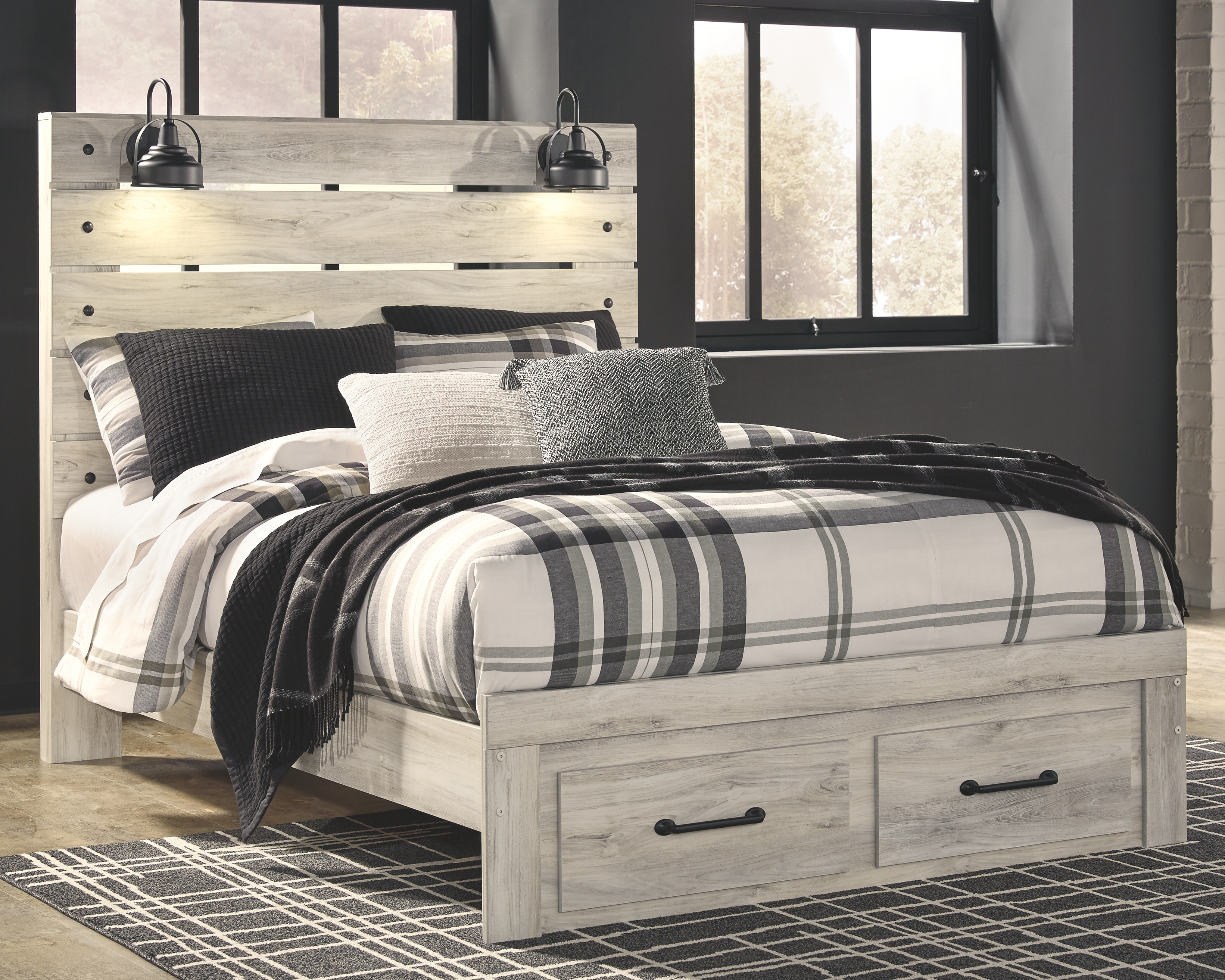 cambeck queen panel bed with 4 storage drawers