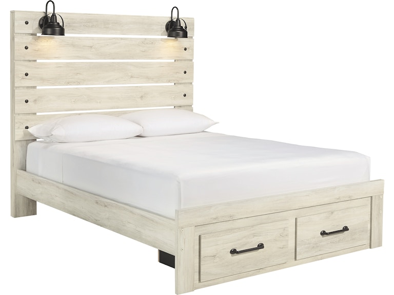 Signature Design by Ashley Cambeck White Queen Panel Bed with Storage Footboard B192B8 ASK192QFSB