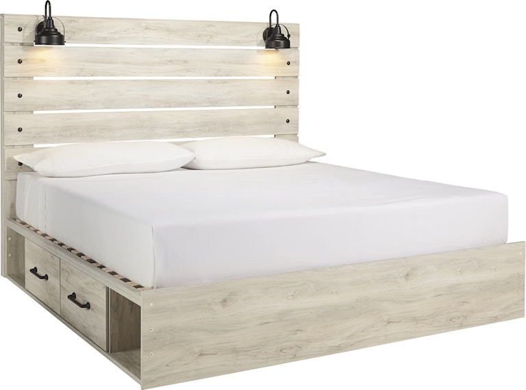 Signature Design by Ashley Cambeck White King Panel Bed with 1 Side Storage (2 Drawers) B192B19 ASK192KSSB