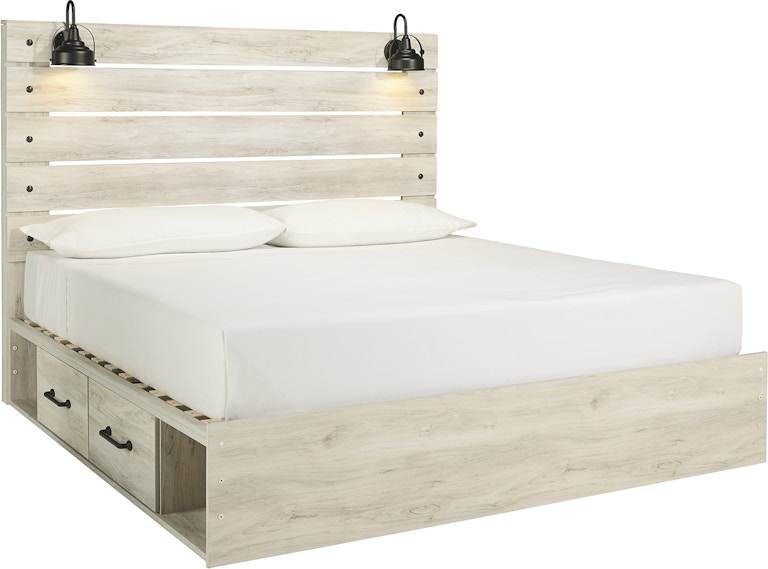 Signature Design by Ashley Cambeck White King Panel Bed with 2 Sided Storage (4 Drawers) B192B27 ASK192K2SSB