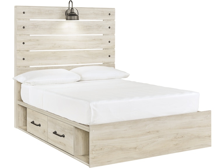 Signature Design by Ashley Cambeck White Full Panel Bed with 1 Sided Storage (2 Drawers) B192B16 ASK192FSSB
