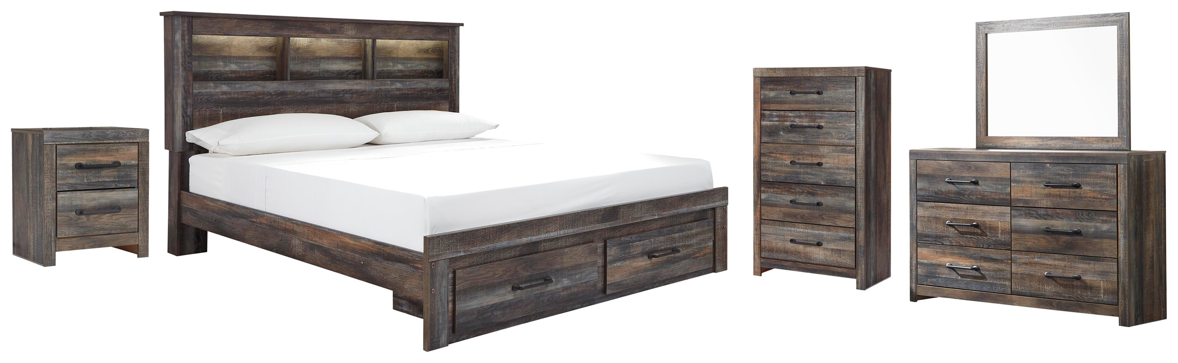 Ashley Drystan King Bookcase Storage Bed, Dresser, Mirror, Chest and Nightstand B211B22
