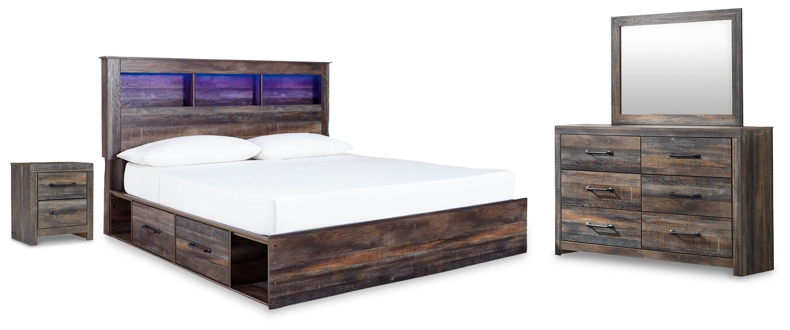 Signature Design by Ashley Drystan King Panel Storage Bed, Dresser, Mirror and Nightstand B211B124