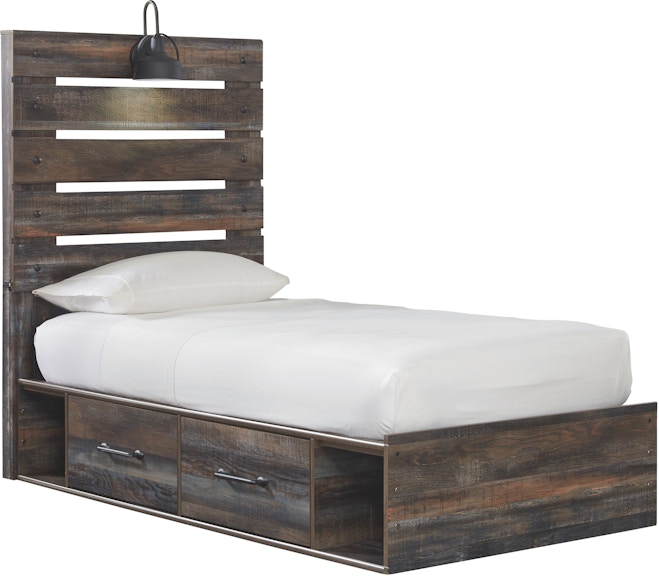 Signature Design by Ashley Drystan Twin Panel Bed with 1 Side Storage (2 Drawers) B211B8 ASK211TSSB