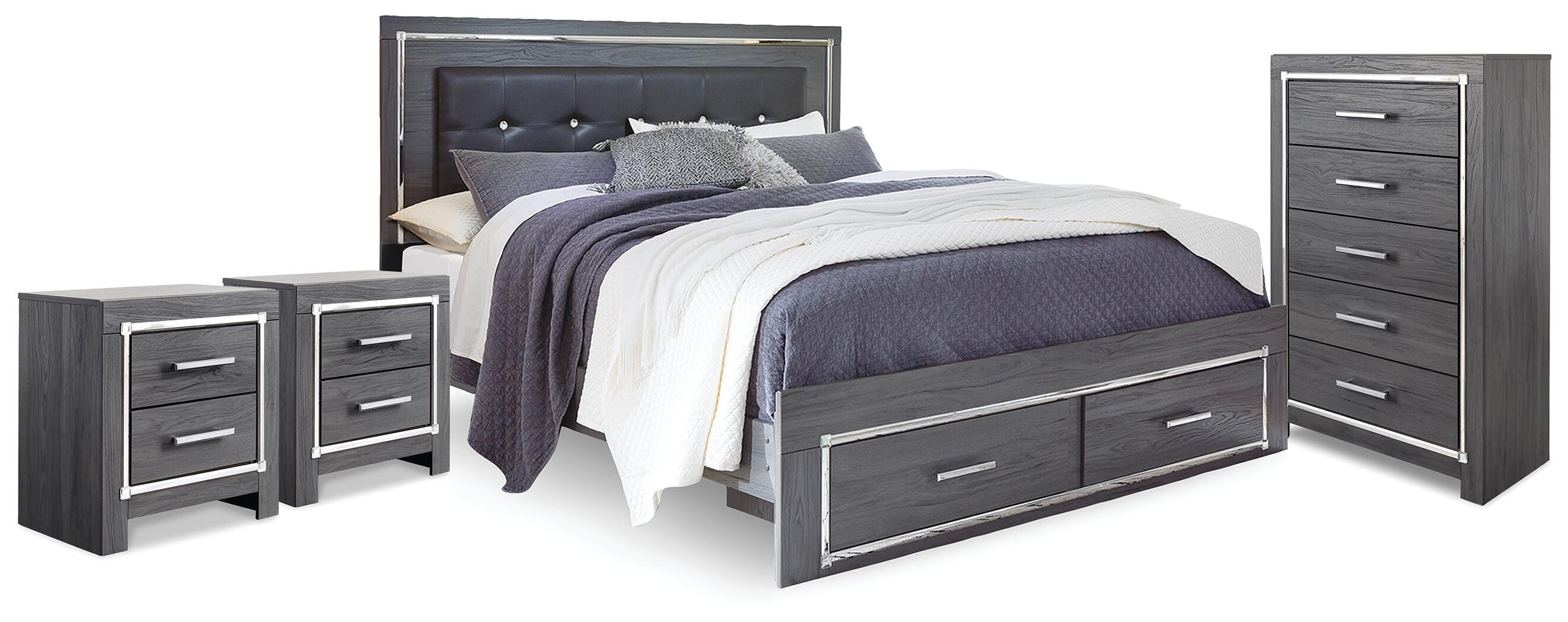 Signature Design by Ashley Lodanna King Storage Bed, Chest and 2 Nightstands 