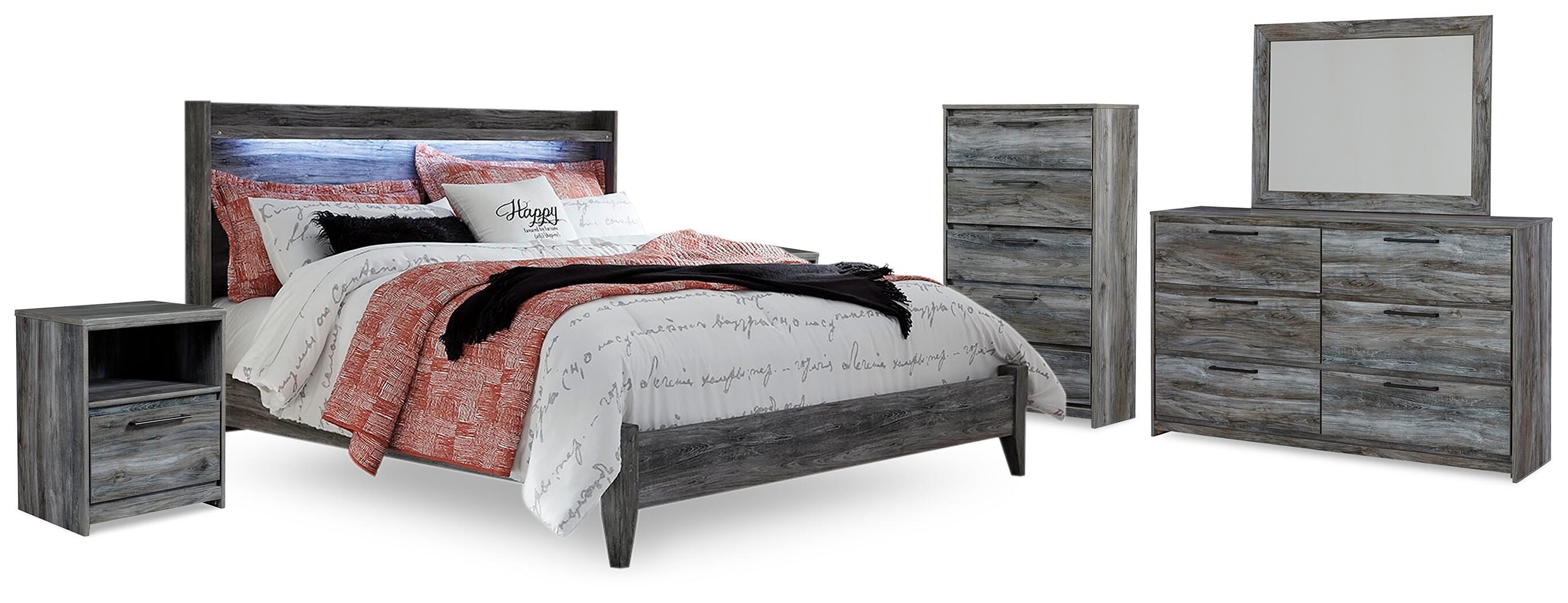 Ashley Baystorm King Panel Bed, Dresser, Mirror, Chest and 2 Nightstands B221B53