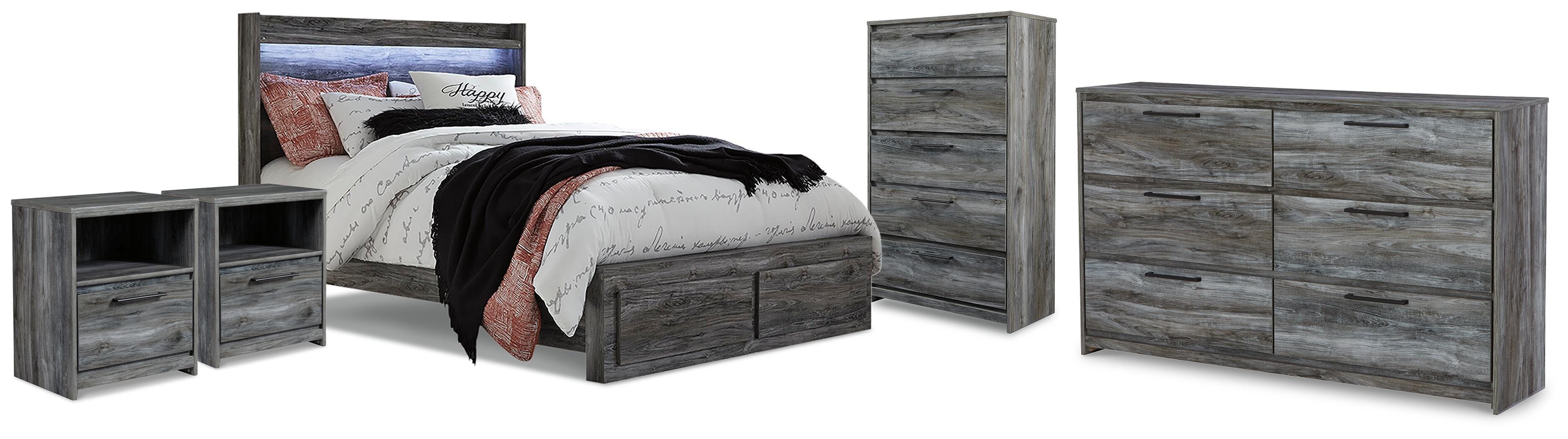 Signature Design by Ashley Baystorm King Panel Storage Bed, Dresser, Chest and 2 Nightstands B221B92