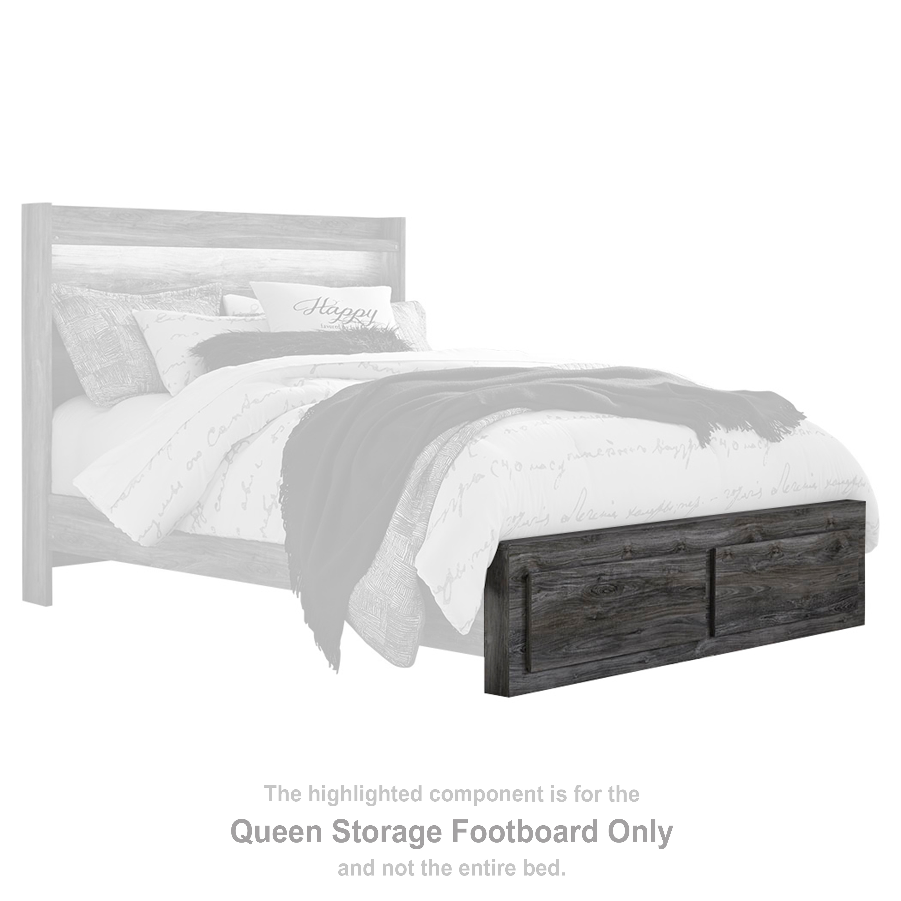 baystorm full panel bed with 4 storage drawers