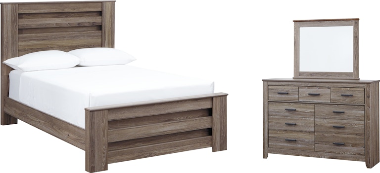 Signature Design by Ashley Zelen Full Panel Bed, Dresser and Mirror B248B6