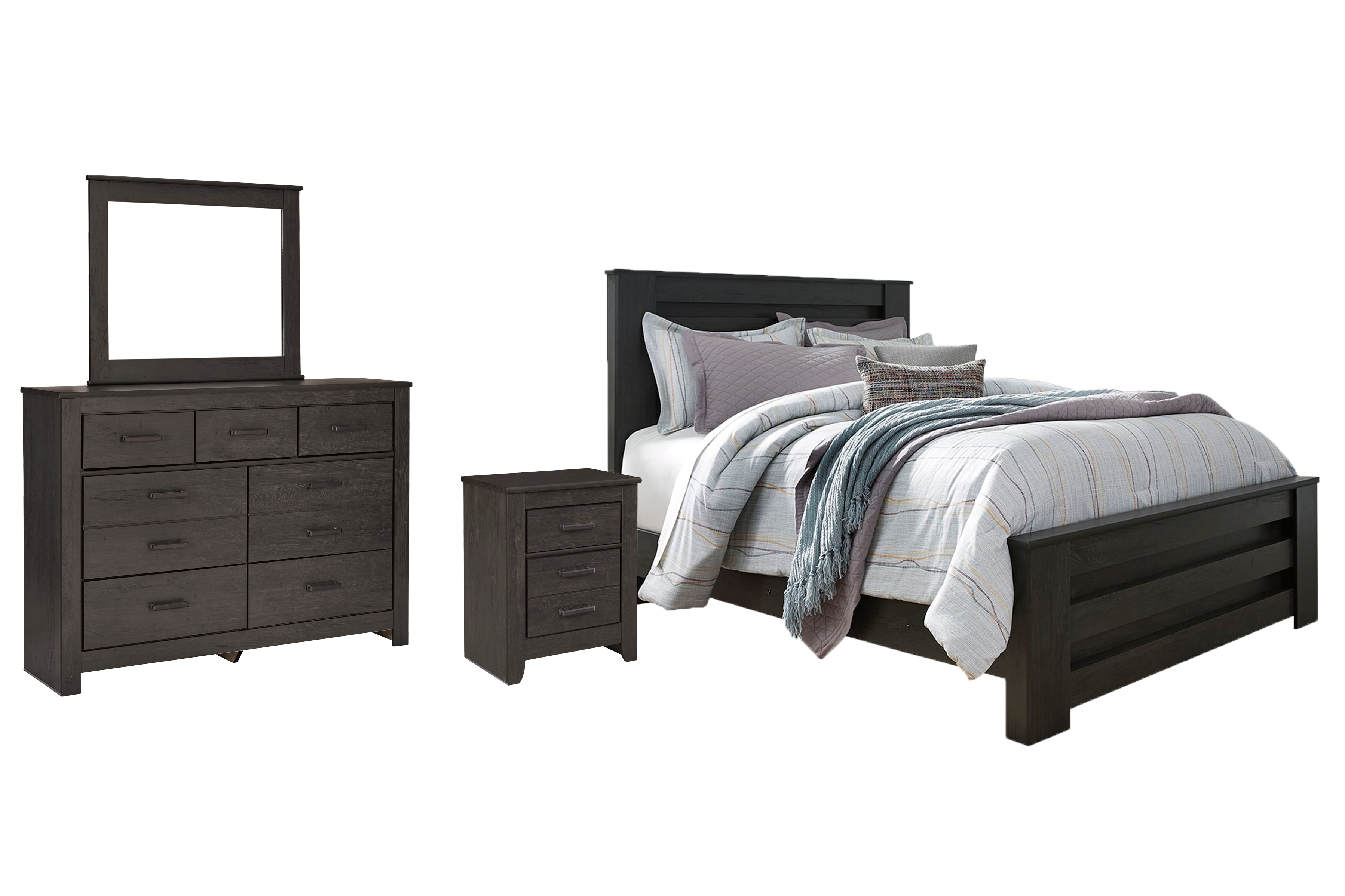 Brinxton panel bed with dresser mirror shop and nightstand