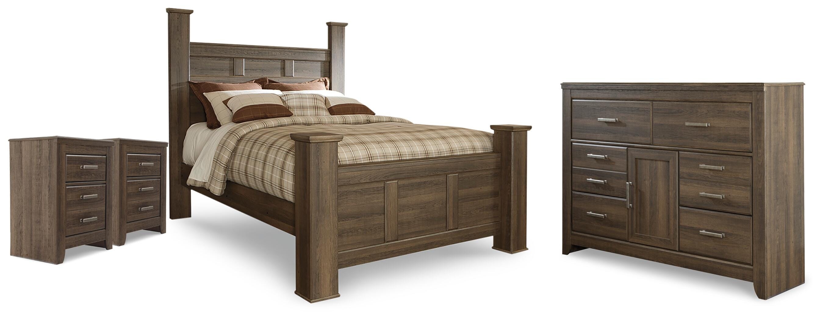 Signature Design by Ashley Juararo Queen Poster Bed, Dresser and 2 Nightstands 