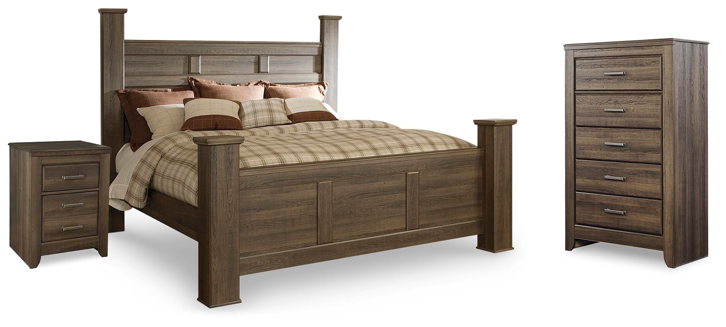 Signature Design by Ashley Juararo King Poster Bed, Chest and Nightstand 