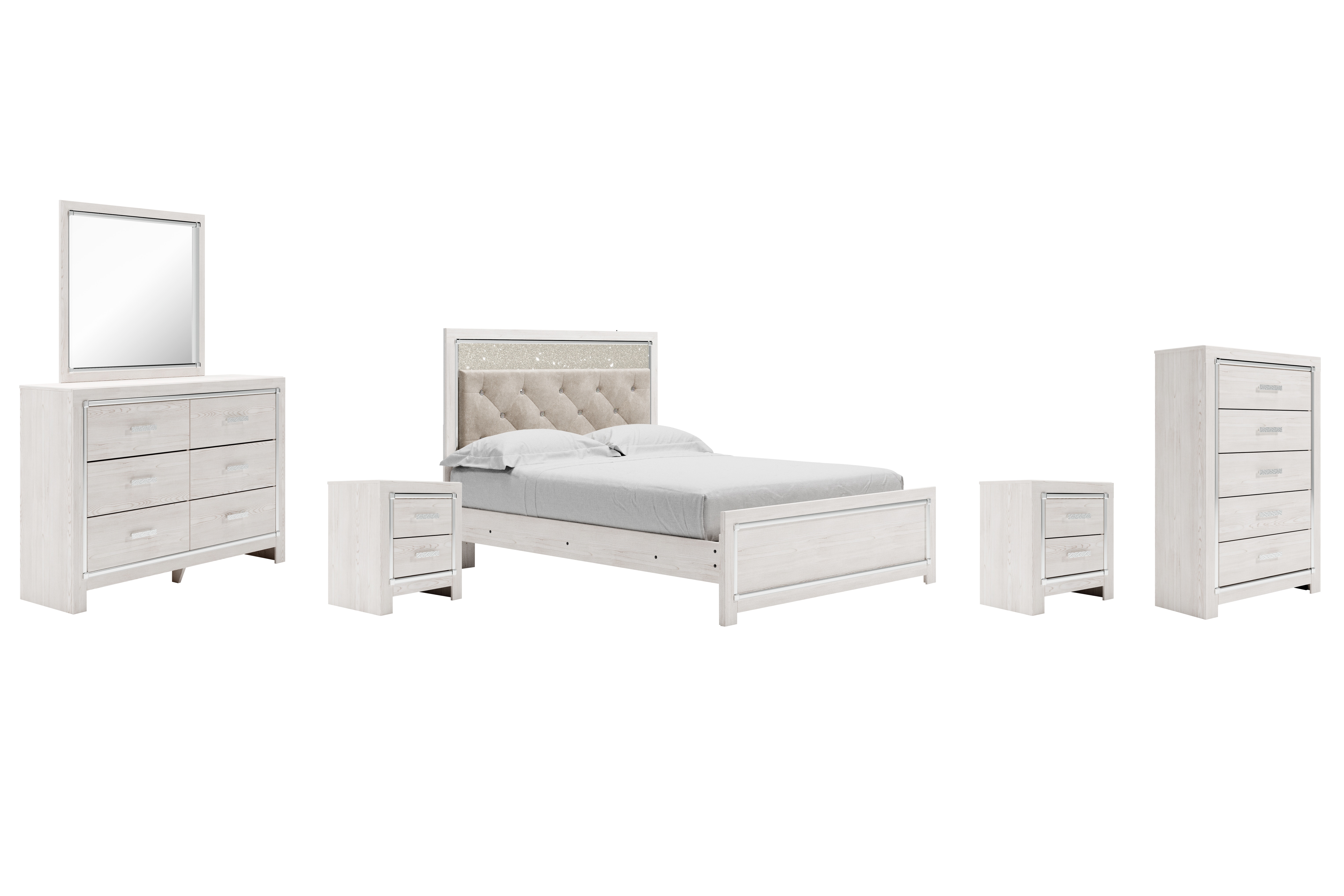 Ashley Altyra Altyra Queen Upholstered Panel Bed, Dresser, Mirror ...