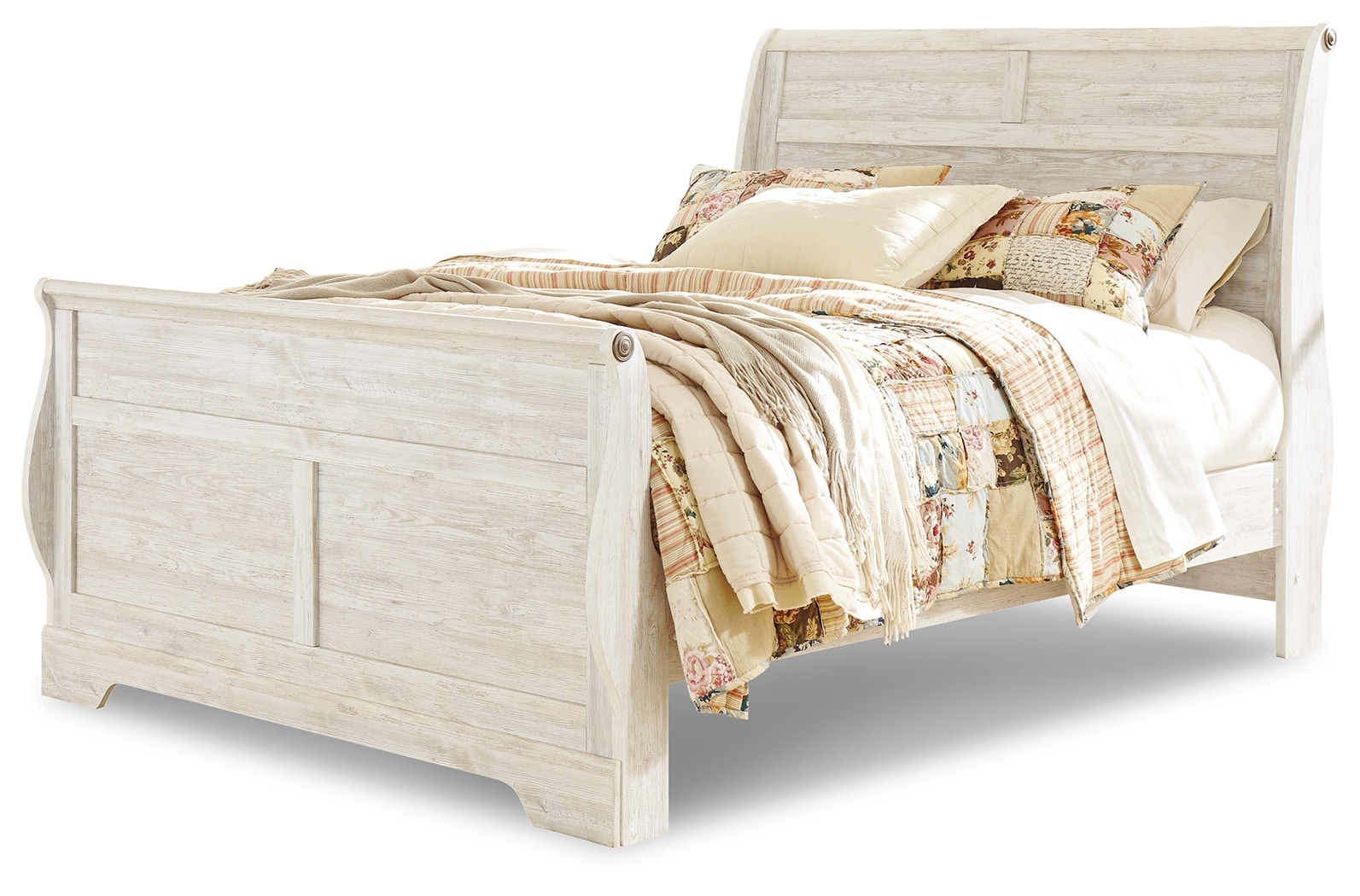 White sleigh deals bed queen