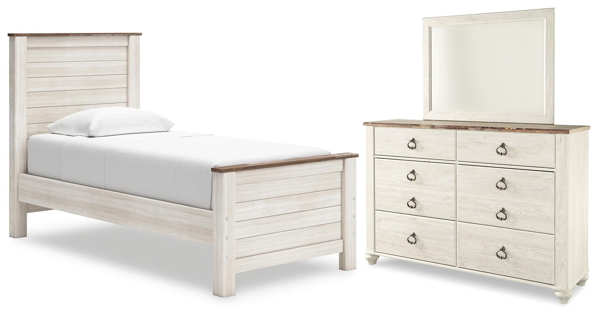 Signature Design by Ashley Willowton Twin Panel Bed, Dresser and Mirror 