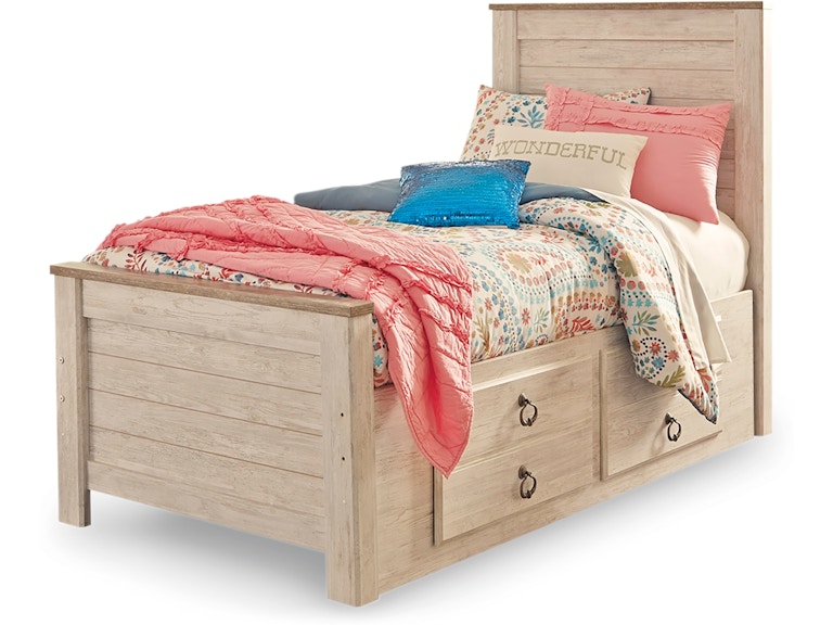 Signature Design by Ashley Willowton Twin Panel Bed with 2 Storage Drawers B267B21 ASK267TPSB