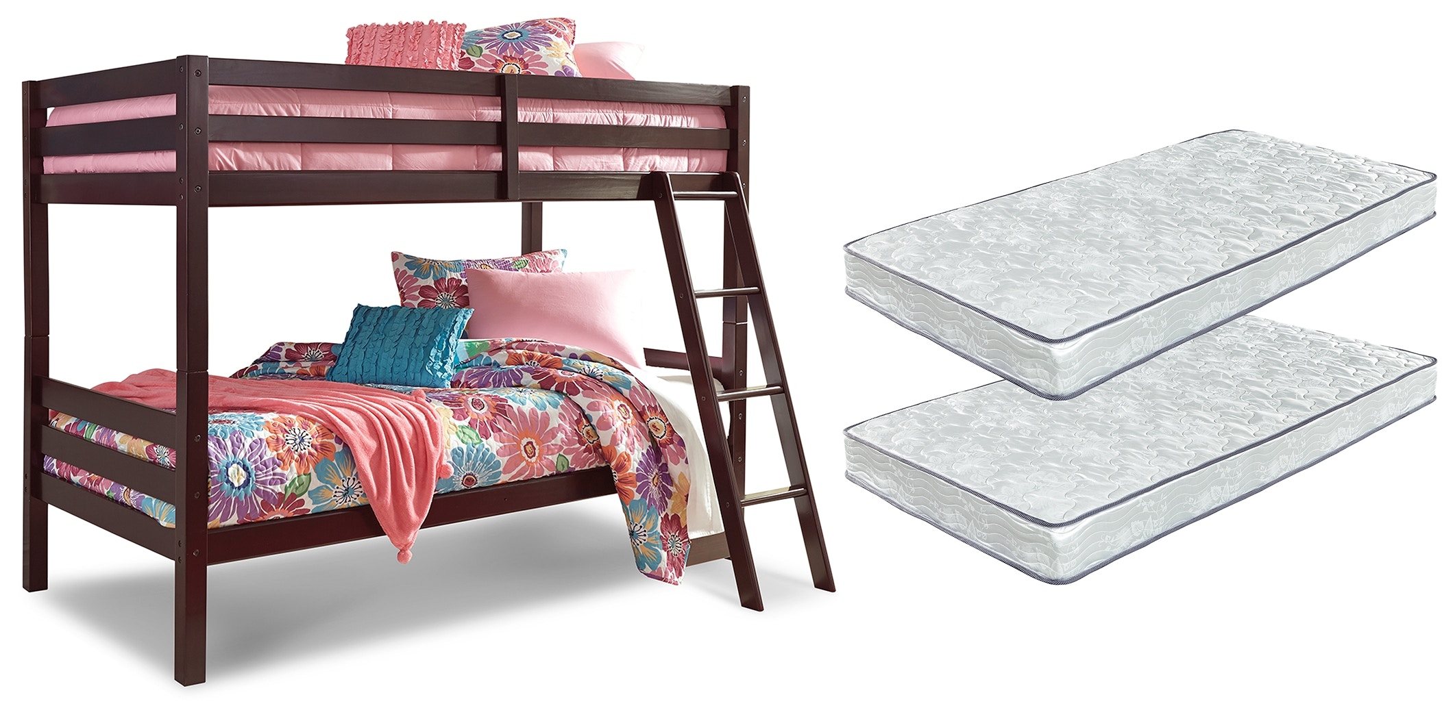 Signature Design by Ashley Bedroom Halanton Twin over Twin Bunk Bed with Mattresses B328B5