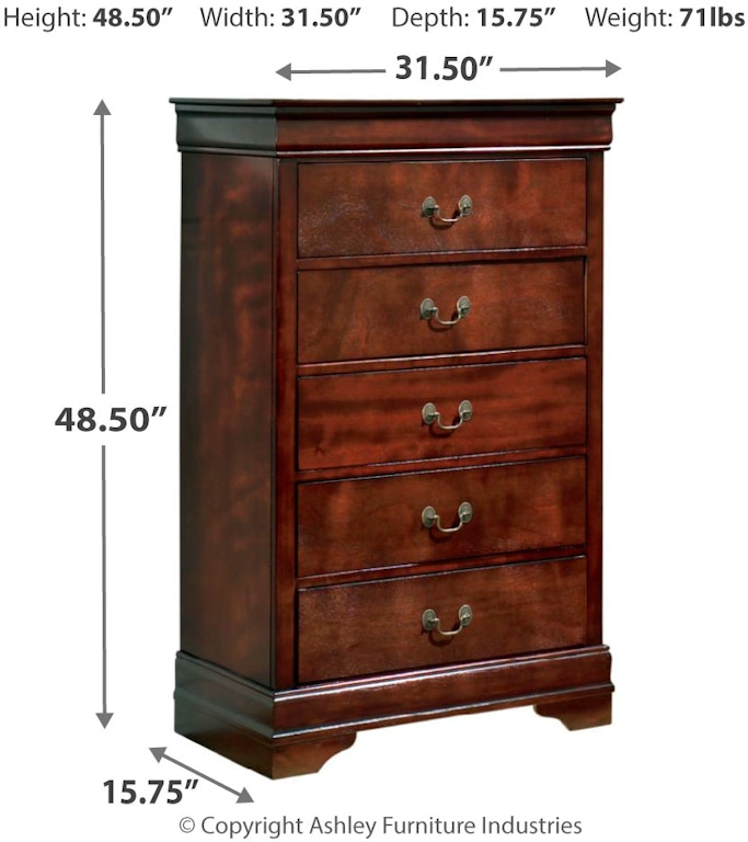 Alisdair Louis Philippe 5 Drawer Chest by Signature Design by Ashley B376-46