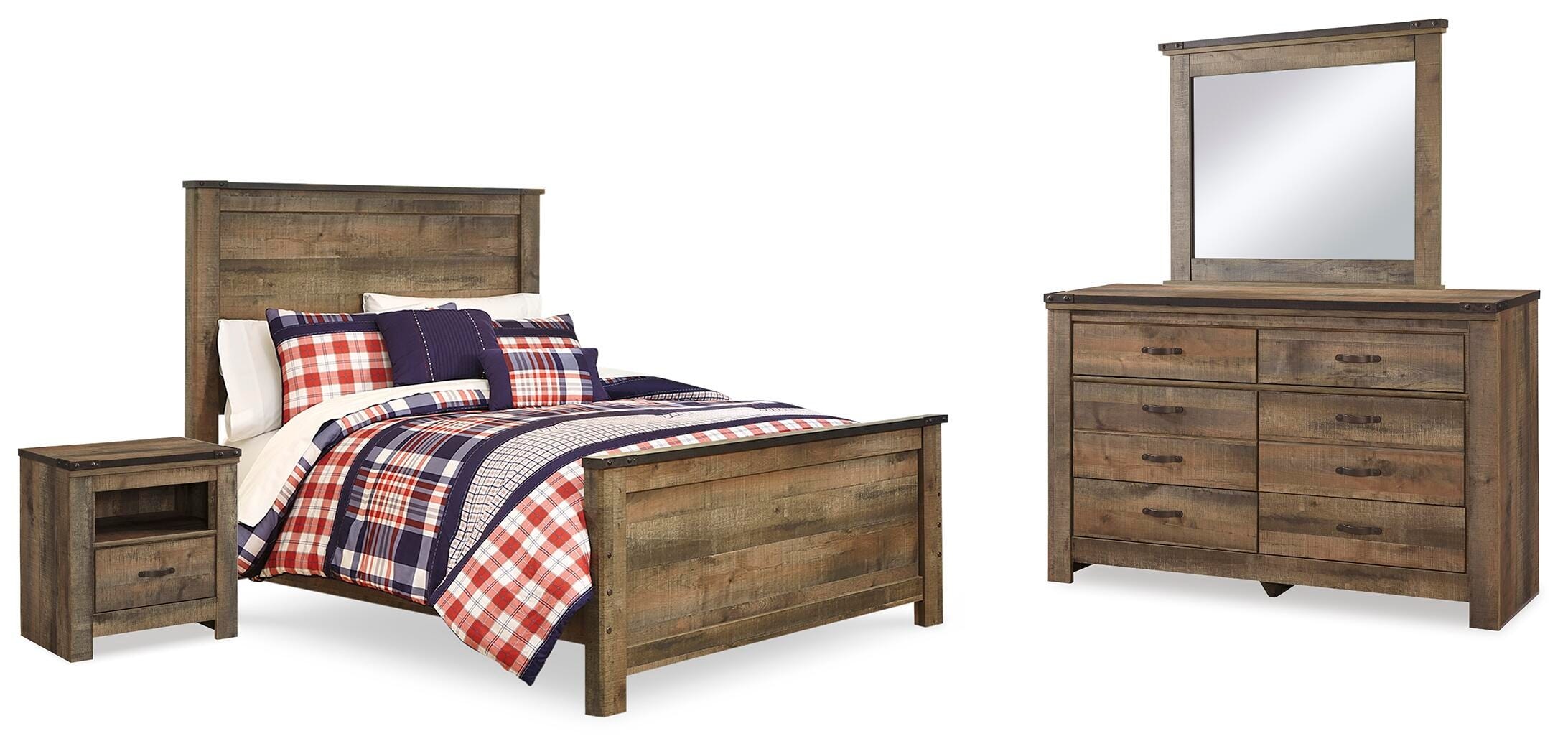 Ashley Trinell Full Panel Bed, Dresser, Mirror and Nightstand B446B78