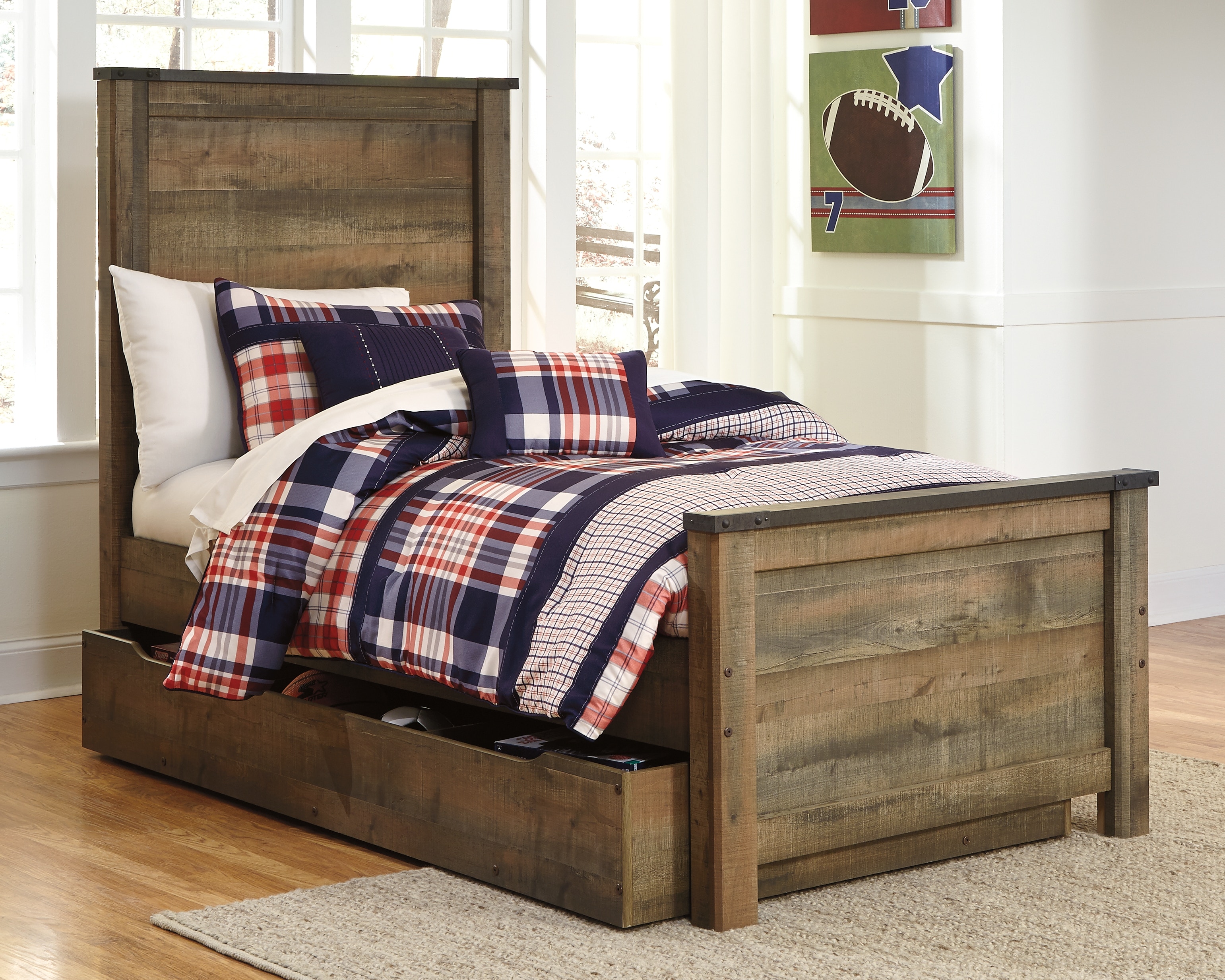 Twin bed with trundle bedroom outlet set