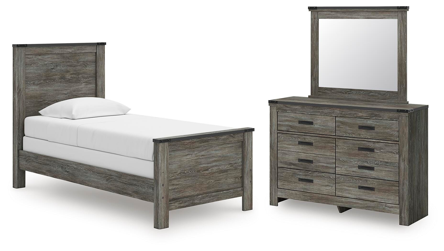 Signature Design by Ashley Frandern Twin Panel Bed, Dresser and Mirror B4480B18
