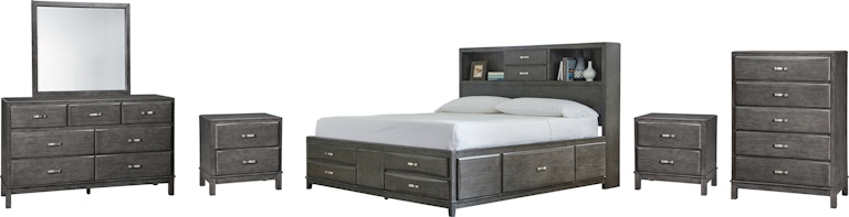 Signature Design by Ashley Caitbrook Queen Storage Bed, Dresser, Mirror, Chest and 2 Nightstands B476B26