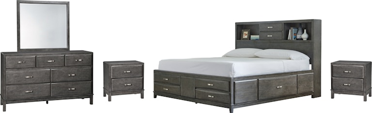 Signature Design by Ashley Caitbrook King Storage Bed, Dresser, Mirror and 2 Nightstands B476B21