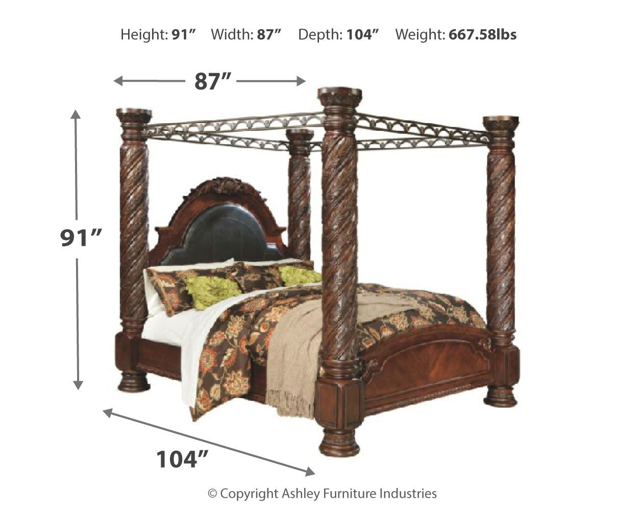 North shore king poster bed with store canopy set