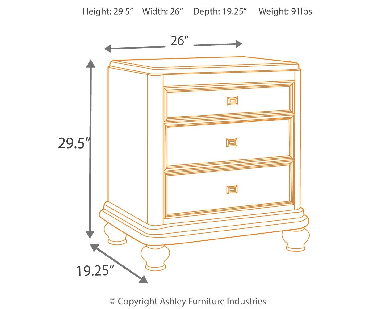 Signature Design By Ashley Bedroom Coralayne Nightstand B650-93 - The ...