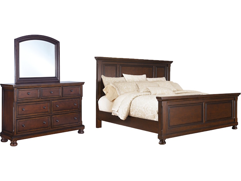 Millennium Porter California King Panel Bed, Dresser and Mirror B697B35