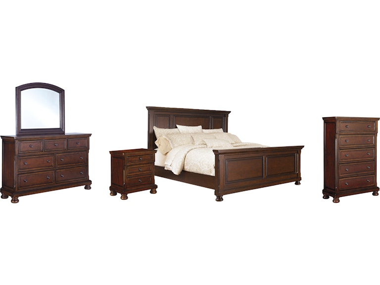 Millennium Porter King Panel Bed, Dresser, Mirror, Chest and Nightstand B697B33