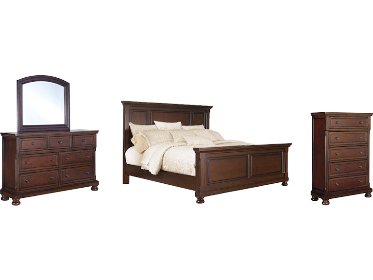 Millennium Porter King Panel Bed, Dresser, Mirror and Chest B697B37