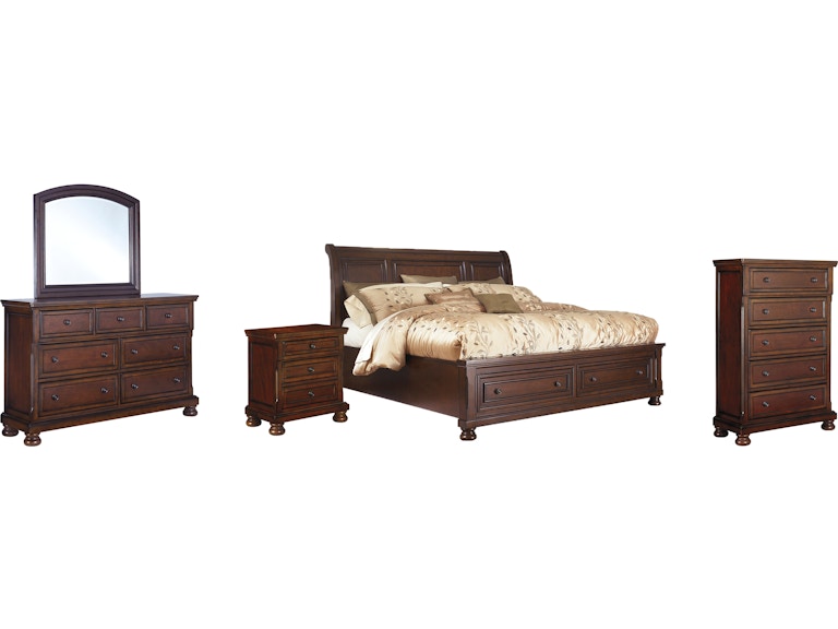 Millennium Porter Queen Sleigh Bed, Dresser, Mirror, Chest and Nightstand B697B25