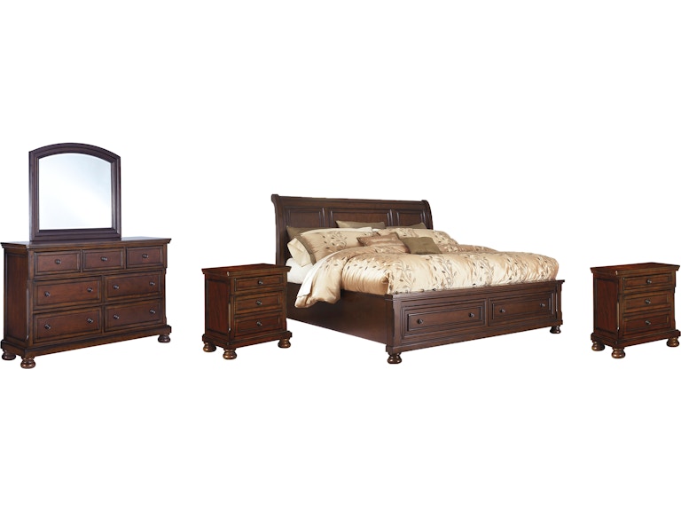 Millennium Porter Queen Storage Bed, Dresser, Mirror and 2 Nightstands B697B30