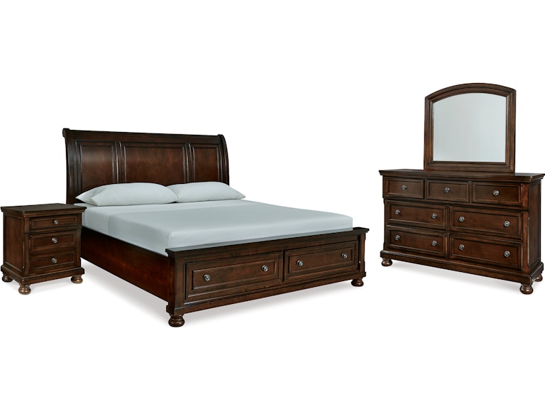 Millennium Porter California King Sleigh Bed, Dresser, Mirror and Nightstand B697B28