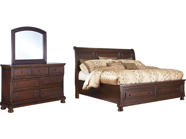Millennium Porter King Sleigh Storage Bed, Dresser and Mirror B697B26