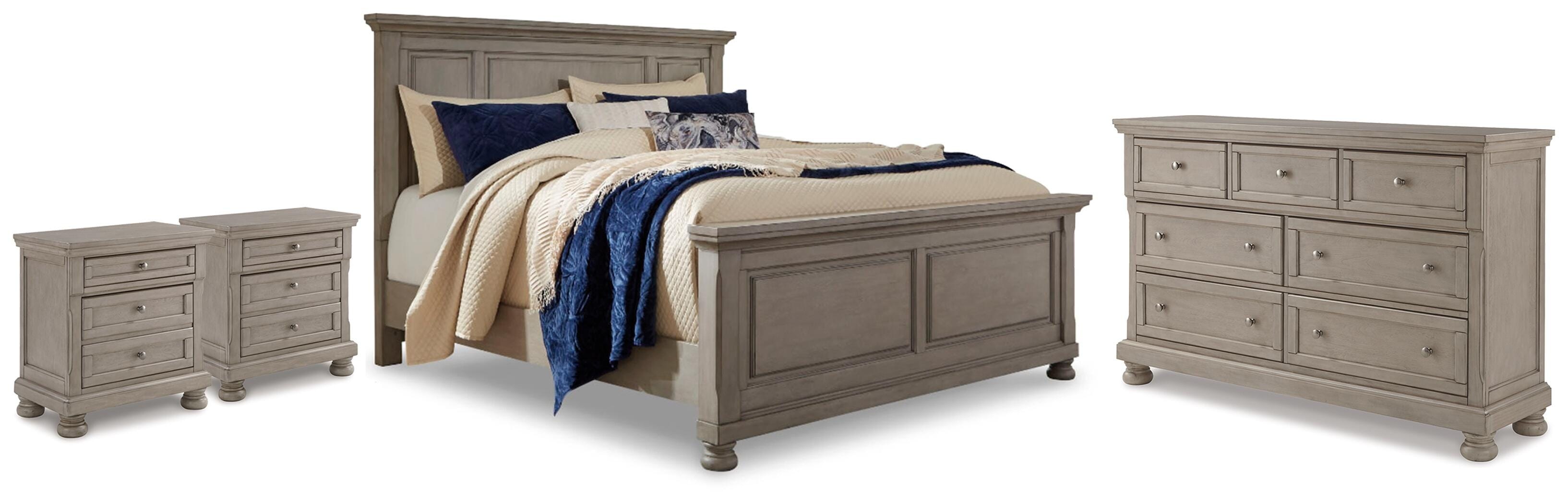  Lettner Queen Panel Bed, Dresser and 2 Nightstands 