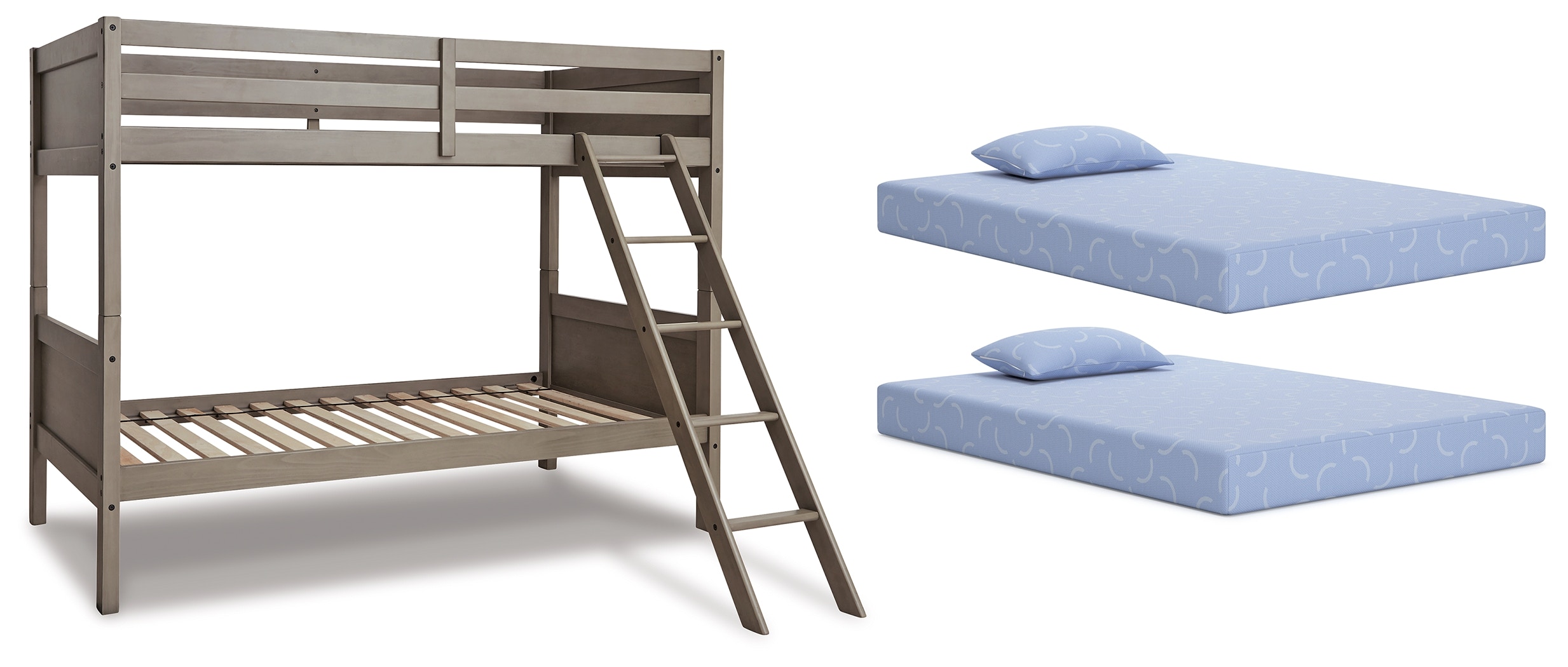 Signature Design by Ashley Bedroom Lettner Twin over Twin Bunk Bed 2 Mattresses and 2 Pillows